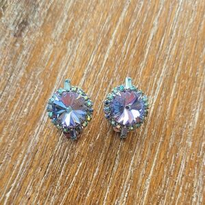 Elegant Silver and Purple Crystal Earrings